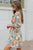 Elegant Printed Smocked Square Neck A Line Long Sleeve Dress