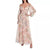 V Neck Floral Lace Tulle Fishnet Tulle Long Sleeve Maxi Dress