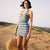 Contrast Color Striped Halter Backless Low Cut Knitted Hip Dress