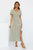 Women Summer V Neck Puff Sleeve Elegant Print Slit Dress