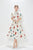 Design Lapel Printed Pleated Slim Fit Dress
