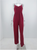 Women Summer Knitted Office Pocket V Neck Solid Color Jumpsuit