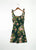 Summer Women Clothing Lace-up Floral Print Wooden Ear A line Dress