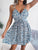 Spring Summer Floral V-neck Ruffled Large Swing Dress Holiday Cami Dress