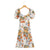 Floral Square Collar Split Dress Puff Sleeve Midi Dress
