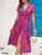 Summer Printed Split V Neck Midi Dress
