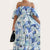 Women Clothing Bohemian Floral Print Off Shoulder Vacation Sexy Loose Dress