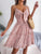Spring Summer Floral Bow V-neck Ruffled Large Swing Holiday Cami Dress