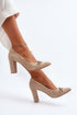 Beige Block Heel Pumps Step in style