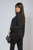 High Neckline Button Front Balloon Sleeve Top