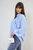 High Neckline Button Front Balloon Sleeve Top