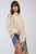 High Neckline Button Front Balloon Sleeve Top