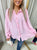 High Neckline Button Front Balloon Sleeve Top