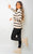 Knitted Long Sleeves Collar Striped Half-Zip Top