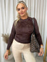 Fitted Long Sleeve Fluffy Knitted Top