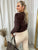 Fitted Long Sleeve Fluffy Knitted Top