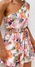 Spring Summer Women Floral Print round Neck Backless Tiered Dress