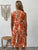 Women Bohemian Fashion Loose V neck Pleated Print Dress