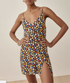 Summer Wind Women Color Little Floral Printed Slim Strap Dress