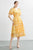 V Neck Puff Sleeve Tight Waist Elegant Retro Midi Dress