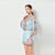 Two Piece Single Breasted Collar Lantern Sleeves Cotton Loose Shirt Top Dress