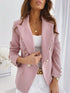 Long Sleeve Double Breasted Solid Color Stand Blazer