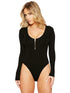 Solid Color Long Sleeve Open Crotch Tight Bodysuit