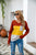 Long Sleeve Stitching Three Color Brushed Hoody Striped Top