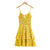 Summer Artistic French V neck Sleeveless Yellow Printings High Waist Dress