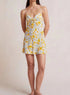 Printed Lace-up Backless Short Spring Summer Cami Dress Minority Satin Dress