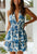 Vacation Printed Lace-up Laminated Dress Sexy Backless Women Dress