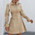 Solid Color Polo Petal Sleeve Lace-up Shirt Dress