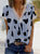 V-neck Five-Pointed Star Printed Lace T-shirt Top