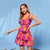 Hollow Out Cutout Bow Print Ruffled Vacation Women Clothing Sexy Dress