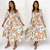 Spring Summer Digital Floral Print Fresh Sweet Mid-Length Dress