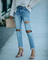 Ripped Street Slimming All-Matching Jeans Cropped Pants