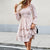 Women Autumn Vacation Casual Floral V neck Long Sleeve Dress