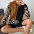 Leopard Print Color Matching Long Hooded  T-shirt