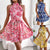 Spring Summer New Elegant Tied Ruffled Large Swing Floral Dress Women Clothing Tiered Dress