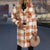 Mid Length Double Pocket Plaid Warm Furry Coat