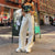 Solid Color Multi Pocket Loose Straight Sexy Trousers Wide Leg Pants