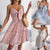 Spring Summer Floral Bow V-neck Ruffled Large Swing Holiday Cami Dress