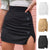 A- line Skirt High Waist Button Split Solid Skirt