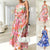 Summer Maxi Dress Printed Elegant Holiday Long Large Hem Dress