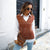 V neck Mixed Color Pullover Sweater