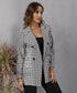 Houndstooth Collared Long Sleeve Coat