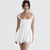 Square Collar Suspender Dress Slim Fit Backless White French Dress