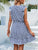Spring Summer V neck Buttons Ruffle Sleeve Waist Dress Short Dress