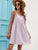 Summer Casual Lace Up Girl Dress Cotton Linen Pocket Dress
