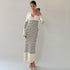 Dehaired Angora Covering Yarn Waist Tight Sunken Stripe Slimming Stripes Knitted Dress